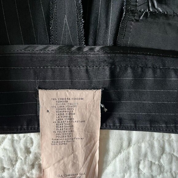 Giorgio Armani Womens Pants Black Wool Striped Dress Trousers Career Size 46 IT - Picture 4 of 6
